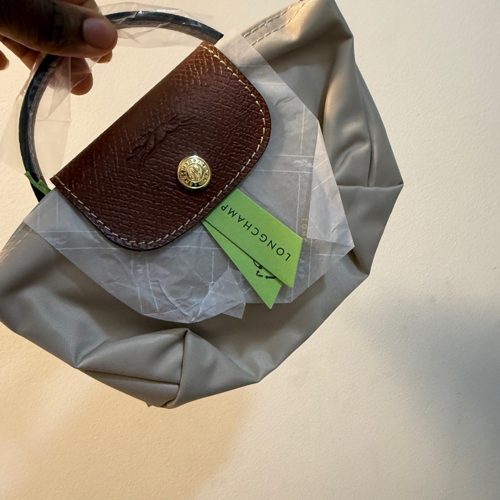 Longchamp Le Pliage Mini Crossbody - Cream with Brown Flap